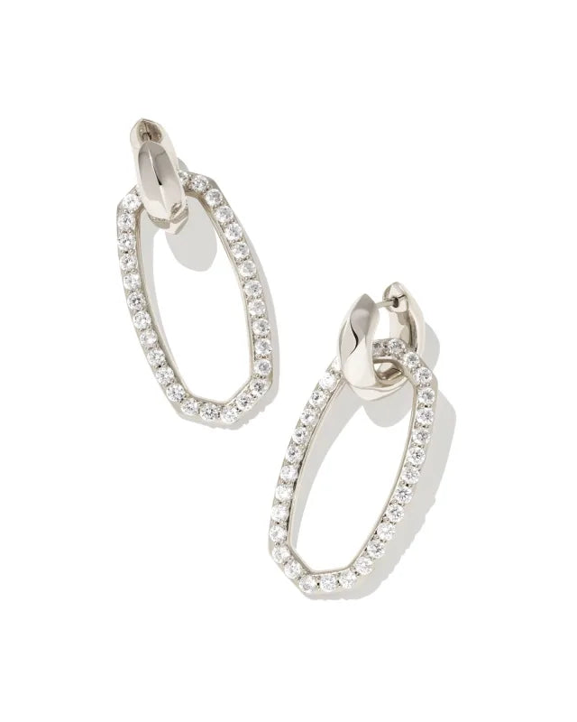 Danielle Silver Convertible Link Earrings in White Crystal by Kendra Scott
