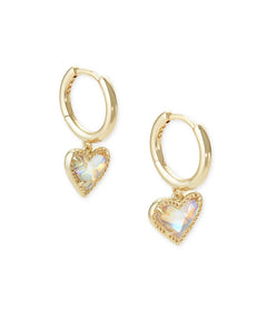 Kendra Scott Ari Heart Gold Huggie Earrings in Dichroic Glass