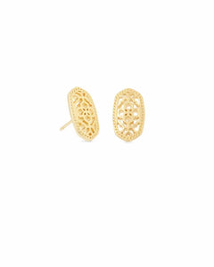 Ellie Gold Stud Earrings in Gold Filigree Metal by Kendra Scott