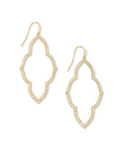 Load image into Gallery viewer, Abbie Gold Open Frame Earrings in White Crystal by Kendra Scott