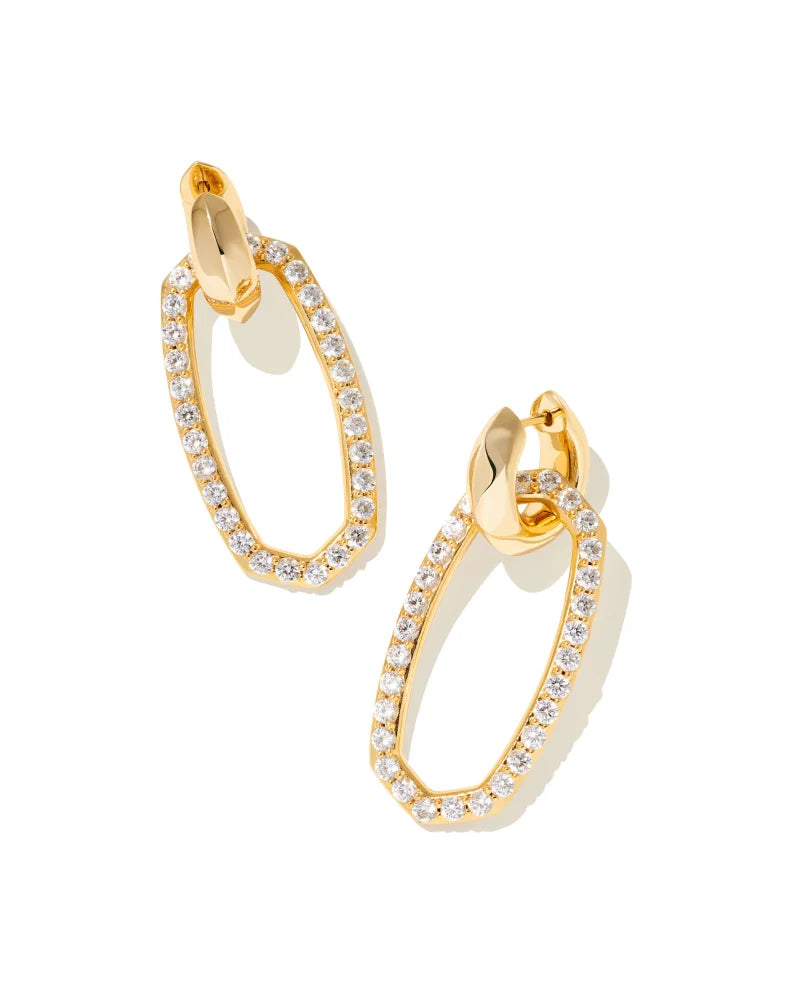 Danielle Gold Convertible Link Earrings in White Crystal by Kendra Scott