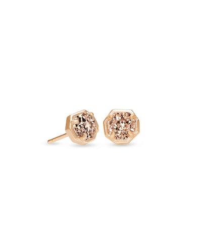 Nola Rose Gold Stud Earrings in Rose Gold Drusy by Kendra Scott