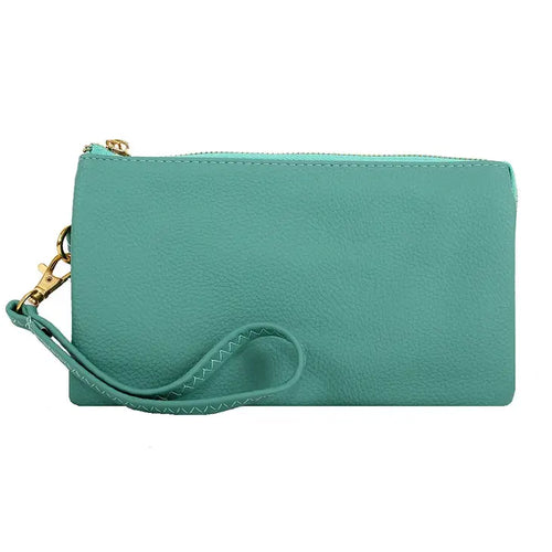 3 Compartment Crossbody/Wristlet- Jade Green