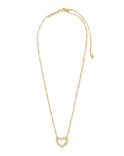 Load image into Gallery viewer, Ari Heart Gold Pendant Necklace in White Crystal by Kendra Scott