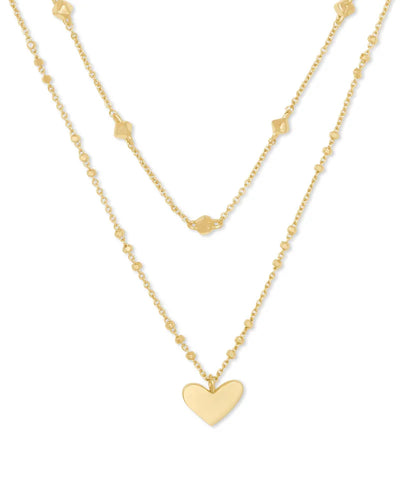 Ari Heart Multi Strand Necklace in Gold by Kendra Scott