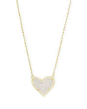 Load image into Gallery viewer, Ari Heart Short Gold Pendant Necklace in Iridescent Drusy by Kendra Scott