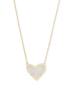 Ari Heart Gold Pendant Necklace in Iridescent Drusy by Kendra Scott