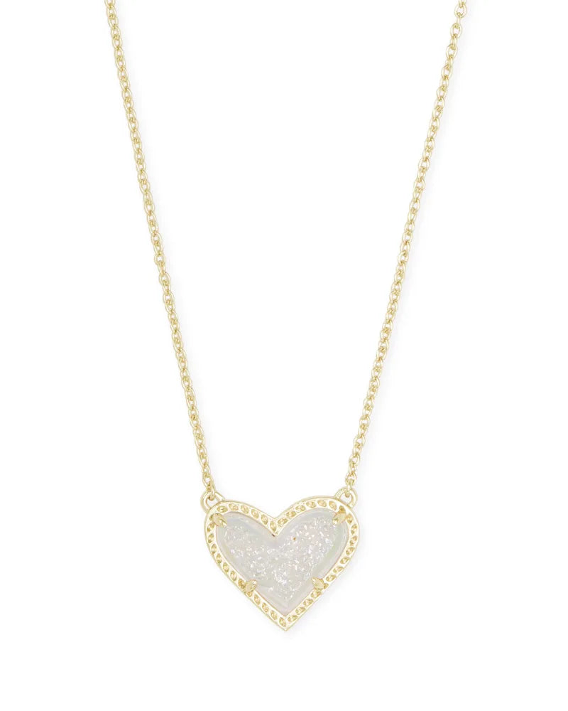 Ari Heart Gold Pendant Necklace in Iridescent Drusy by Kendra Scott