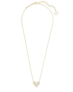 Ari Heart Short Gold Pendant Necklace in Iridescent Drusy by Kendra Scott