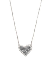 Load image into Gallery viewer, Ari Heart Silver Pendant Necklace in Platinum Drusy by Kendra Scott