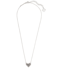 Ari Heart Silver Pendant Necklace in Platinum Drusy by Kendra Scott