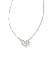 Load image into Gallery viewer, Ari Heart Silver Pave Pendant Necklace in White Crystal by Kendra Scott