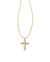 Load image into Gallery viewer, Kendra Scott Cross Gold Pendant Necklace in White Crystal
