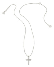 Load image into Gallery viewer, Kendra Scott Cross Silver Pendant Necklace in White Crystal