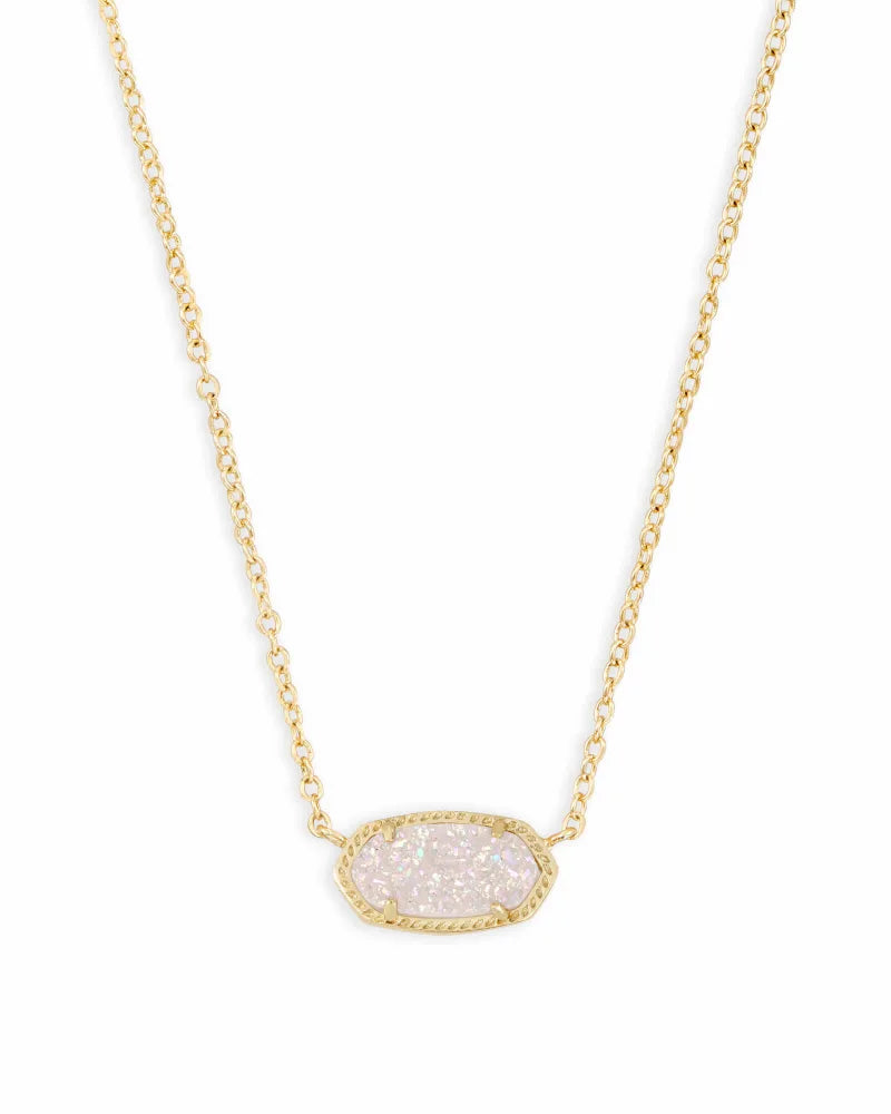 Elisa Gold Long Pendant Necklace in Iridescent Drusy by Kendra Scott
