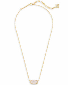 Elisa Gold Long Pendant Necklace in Iridescent Drusy by Kendra Scott
