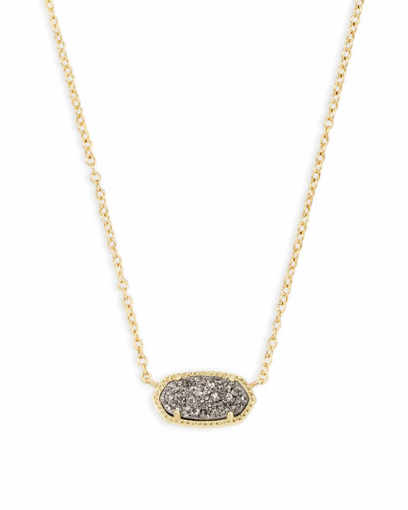 Elisa Gold Pendant Necklace in Platinum Drusy by Kendra Scott