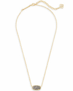 Elisa Gold Pendant Necklace in Platinum Drusy by Kendra Scott