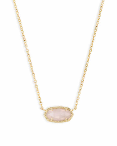 Elisa Gold Pendant Necklace in Rose Quartz by Kendra Scott