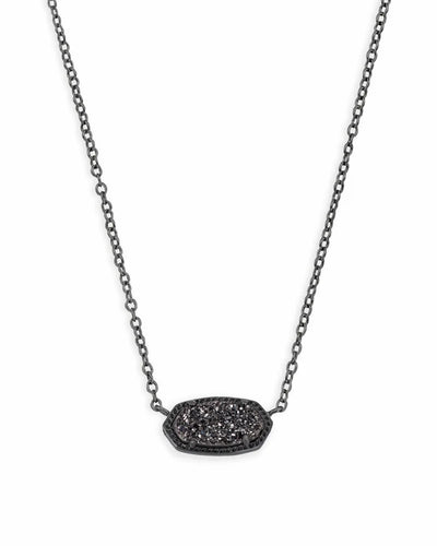 Elisa Gunmetal Pendant Necklace in Black Drusy by Kendra Scott