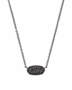 Elisa Gunmetal Pendant Necklace in Black Drusy by Kendra Scott