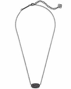 Elisa Gunmetal Pendant Necklace in Black Drusy by Kendra Scott