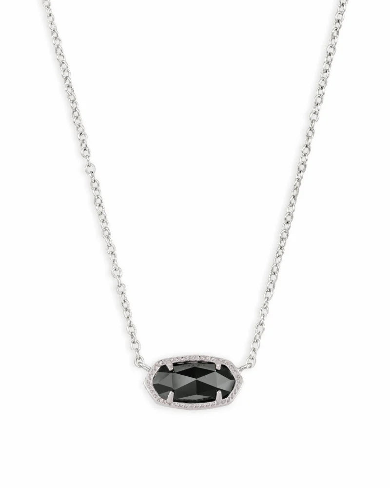 Elisa Silver Pendant Necklace in Black by Kendra Scott