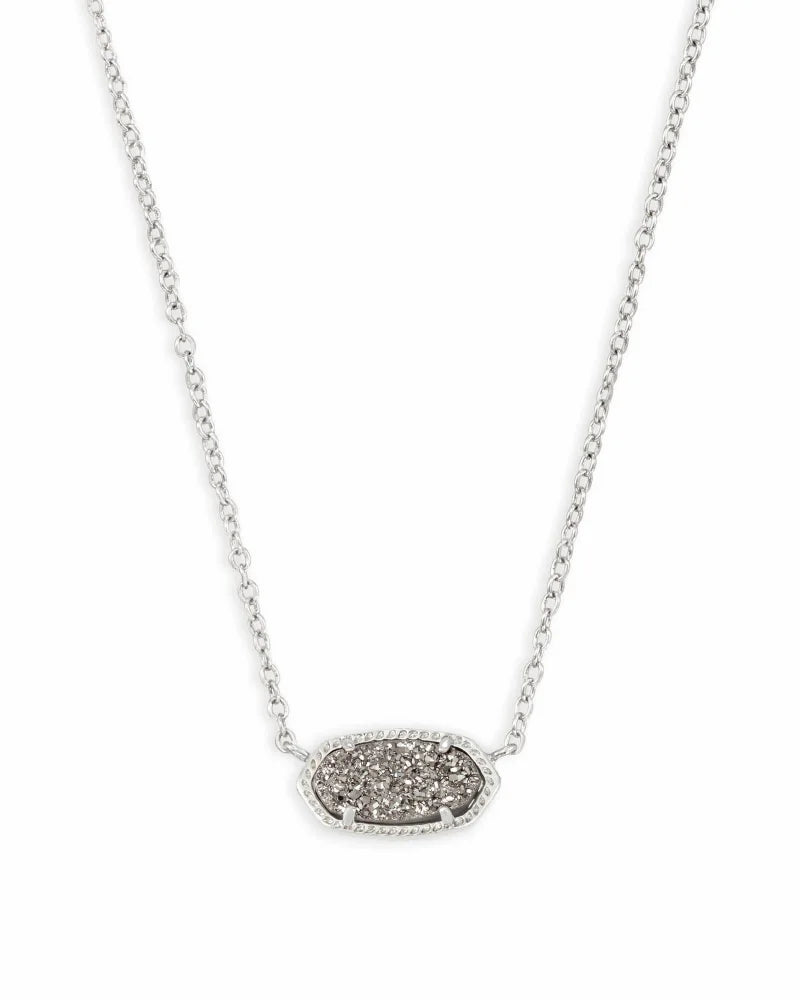 Elisa Silver Pendant Necklace in Platinum Drusy by Kendra Scott