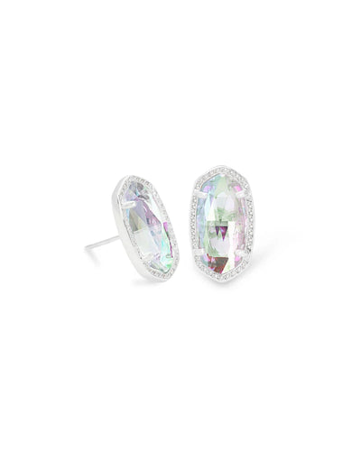 Ellie Silver Stud Earrings in Dichroic Glass by Kendra Scott