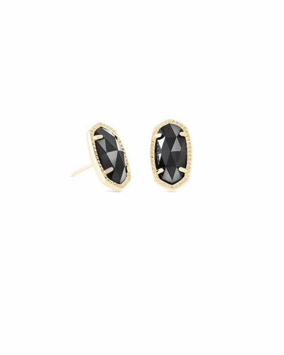 Ellie Gold Stud Earrings in Black by Kendra Scott