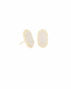 Ellie Gold Stud Earrings in Iridescent Drusy by Kendra Scott