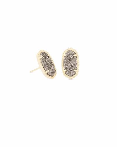 Ellie Gold Stud Earrings in Platinum Drusy by Kendra Scott