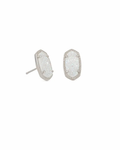 Ellie Silver Stud Earrings in Iridescent Drusy by Kendra Scott