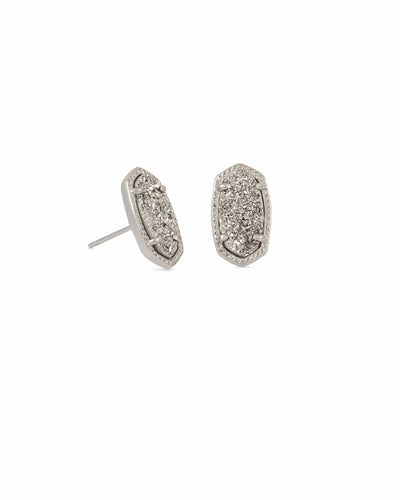 Ellie Silver Stud Earrings in Platinum Drusy by Kendra Scott