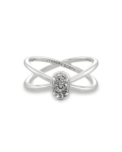Emilie Silver Double Band Ring in Platinum Drusy by Kendra Scott