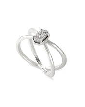 Load image into Gallery viewer, Emilie Silver Double Band Ring in Platinum Drusy by Kendra Scott