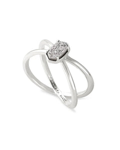 Emilie Silver Double Band Ring in Platinum Drusy by Kendra Scott