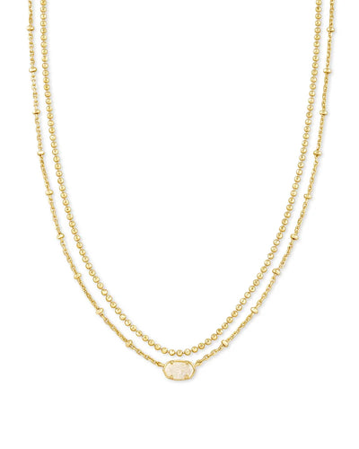 Emilie Gold Multi Strand Necklace in Iridescent Drusy by Kendra Scott