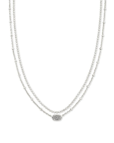 Emilie Silver Multi Strand Necklace in Platinum Drusy by Kendra Scott