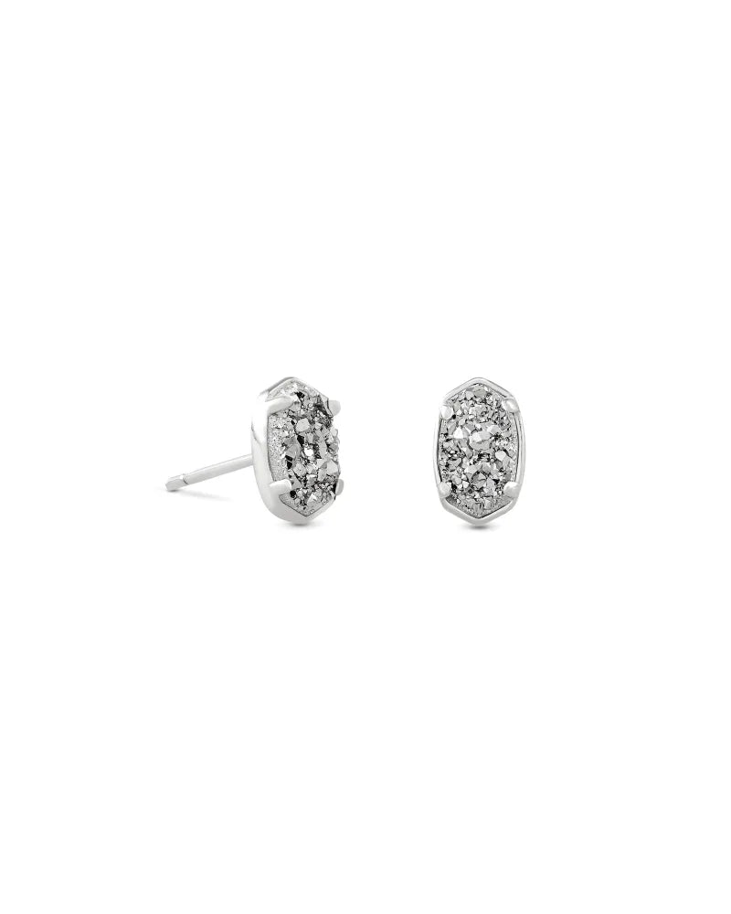 Emilie Silver Stud Earrings in Platinum Drusy by Kendra Scott
