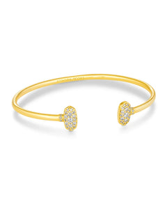 Grayson Gold Cuff Bracelet in White Crystal by Kendra Scott