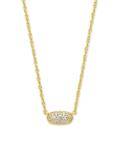 Grayson Gold Pendant Necklace in White Crystal by Kendra Scott