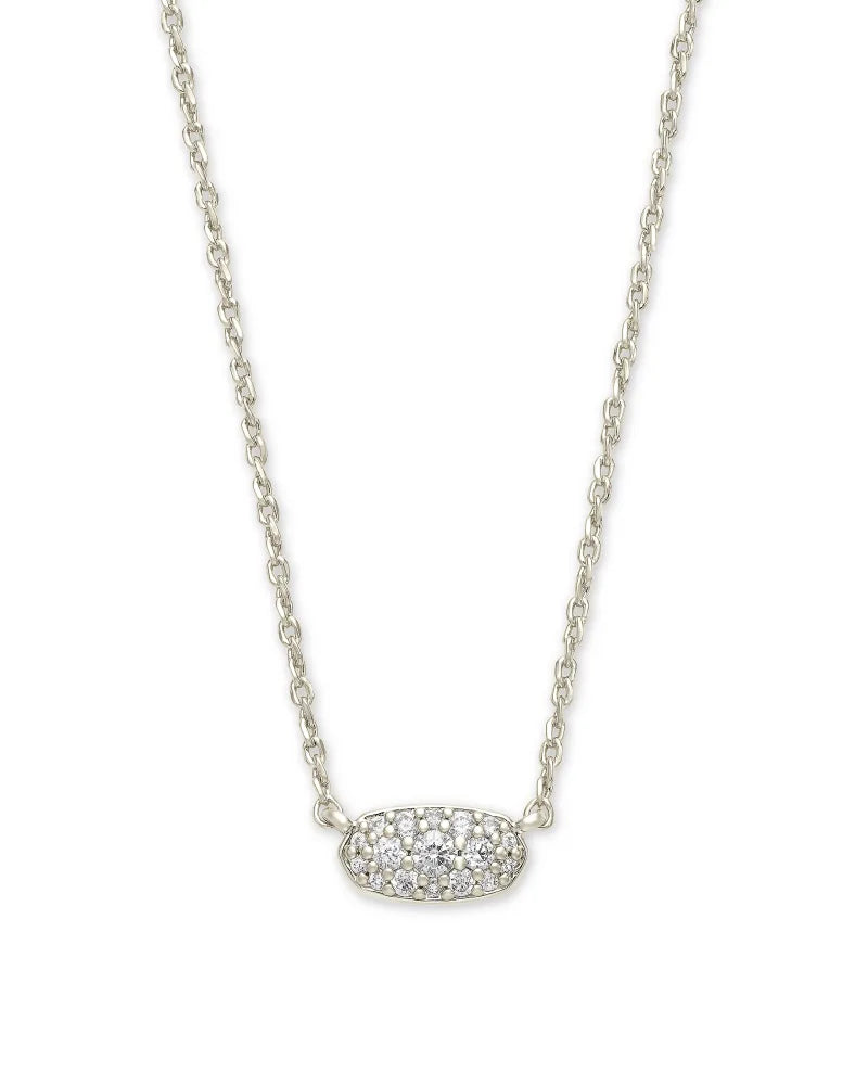Grayson Silver Pendant Necklace in White Crystal by Kendra Scott
