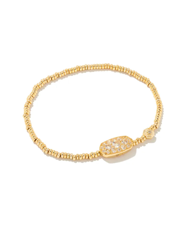 Kendra Scott Grayson Gold Crystal Stretch Bracelet in White