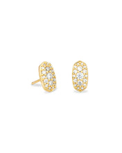 Load image into Gallery viewer, Kendra Scott Grayson Gold Stud Earrings in White Crystal