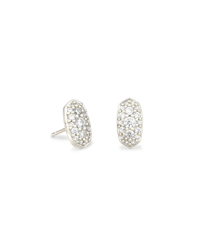 Kendra Scott Grayson Silver Stud Earrings in White Crystal