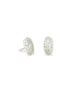 Grayson Silver Stud Earrings in White Crystal by Kendra Scott