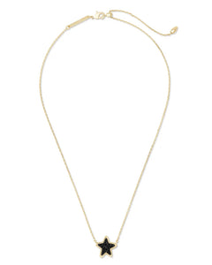 Jae Star Gold Pendant Necklace in Black Drusy by Kendra Scott
