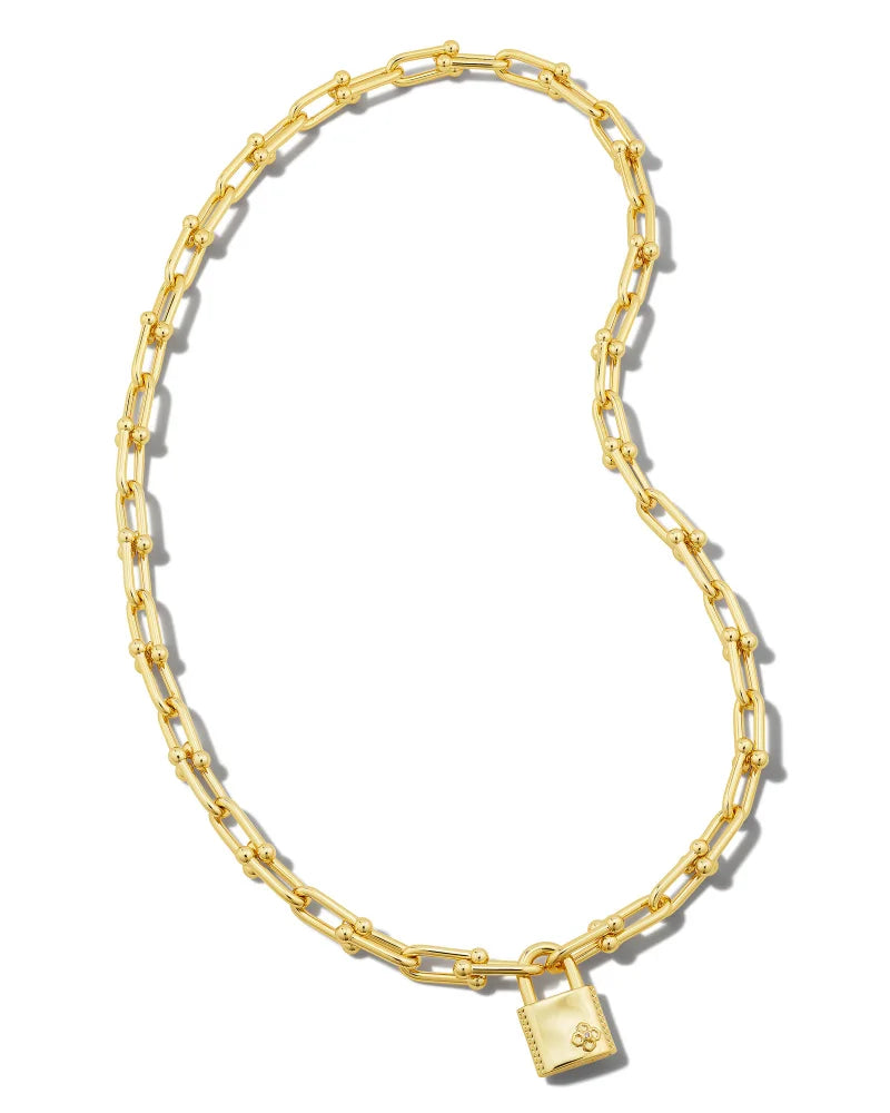 Jess Lock Chain Necklace in Gold by Kendra Scott