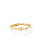 Load image into Gallery viewer, Juliette Gold Band Ring in White Crystal by Kendra Scott